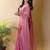 Pink poly georgette saree