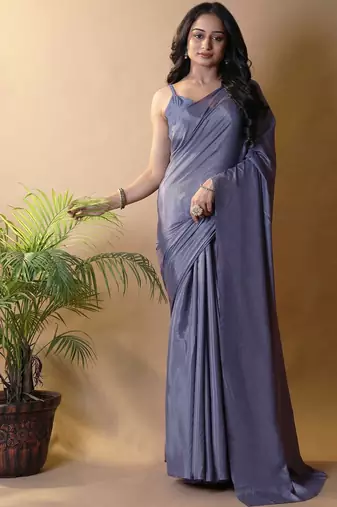 Purple silk blend saree