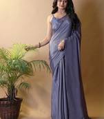 Purple silk blend saree