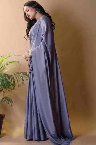 Purple silk blend saree