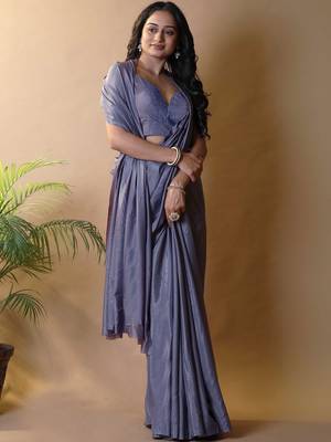 Purple silk blend saree 4