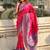 Pink woven design zari silk blend patola saree