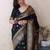 Black woven design zari silk blend saree