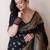 Black woven design zari silk blend saree