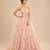 Rose pink embroidered tulle net ruffle gown