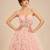 Rose pink embroidered tulle net ruffle gown