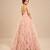 Rose pink embroidered tulle net ruffle gown