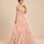 Rose pink embroidered tulle net ruffle gown