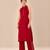 Red embroidered dupion satin kurta set