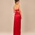 Red embroidered mashroo silk drape skirt set with embroidered cape