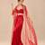 Red embroidered mashroo silk drape skirt set with embroidered cape