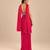 Hot pink embroidered satin organza dhoti set with potli and dupatta scarf
