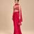 Hot pink embroidered satin organza dhoti set with potli and dupatta scarf