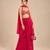 Hot pink embroidered satin organza dhoti set with potli and dupatta scarf