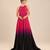 Hot pink and black ombre embroidered satin organza gown