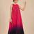 Hot pink and black ombre embroidered satin organza gown