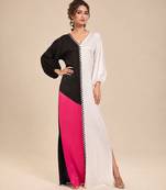 Multicolor patch mashroo silk long dress