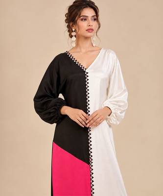 Multicolor patch mashroo silk long dress 2