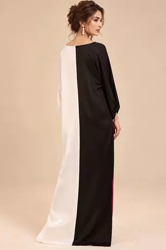 Multicolor patch mashroo silk long dress