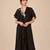 Black embroidered modal satin kaftan
