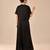 Black embroidered modal satin kaftan