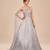 Grey one shoulder embroidered mashroo silk gown with drape