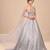 Grey one shoulder embroidered mashroo silk gown with drape