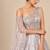 Grey one shoulder embroidered mashroo silk gown with drape
