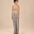 Grey embroidered modal satin drape skirt set
