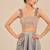 Grey embroidered modal satin drape skirt set