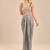 Grey embroidered modal satin drape skirt set