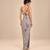 Grey embroidered modal satin drape skirt set