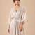 Silver embroidered mashroo silk drape kaftan