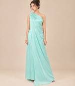 Mint green ruffle embroidered modal satin kurta set