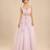 Lilac tulle net gown with ruffle embroidery