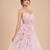 Lilac tulle net gown with ruffle embroidery