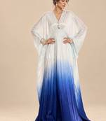 Light blue ombre gajji silk embroidered kaftan
