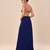 Navy blue ruffle satin organza embroidered drape skirt and jacket set