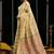cream soft cotton blend jari border with zhallar festive wear saree