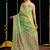 light green soft cotton blend jari border with zhallar festive wear saree