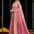 baby pink soft cotton blend jari border with zhallar festive wear saree