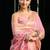 baby pink soft cotton blend jari border with zhallar festive wear saree