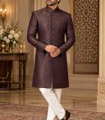 Wine indowestern sherwani ethnic wear