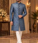 Turquoise indowestern sherwani ethnic wear