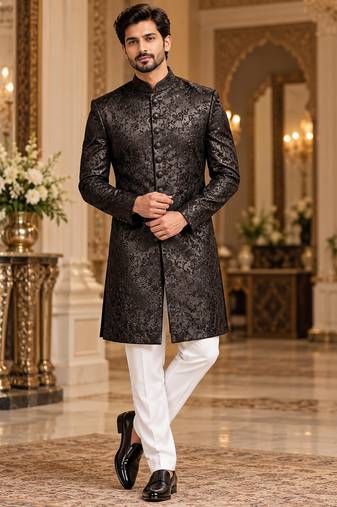 Black indowestern sherwani ethnic wear