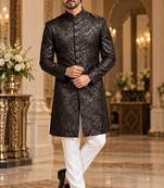 Black indowestern sherwani ethnic wear