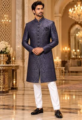 Blue indowestern sherwani ethnic wear 1