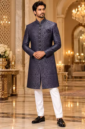 Blue indowestern sherwani ethnic wear