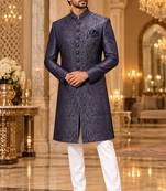Blue indowestern sherwani ethnic wear