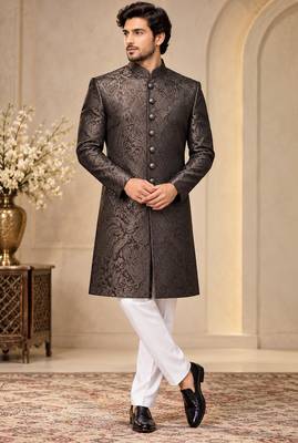 Black indowestern sherwani ethnic wear 1